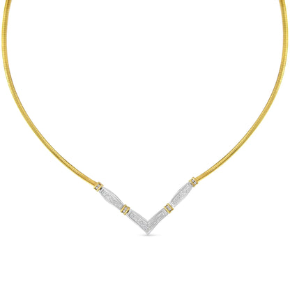 14K Two-Toned Gold 1 cttw Diamond Chevron "V" Necklace (H-I, SI1-SI2)