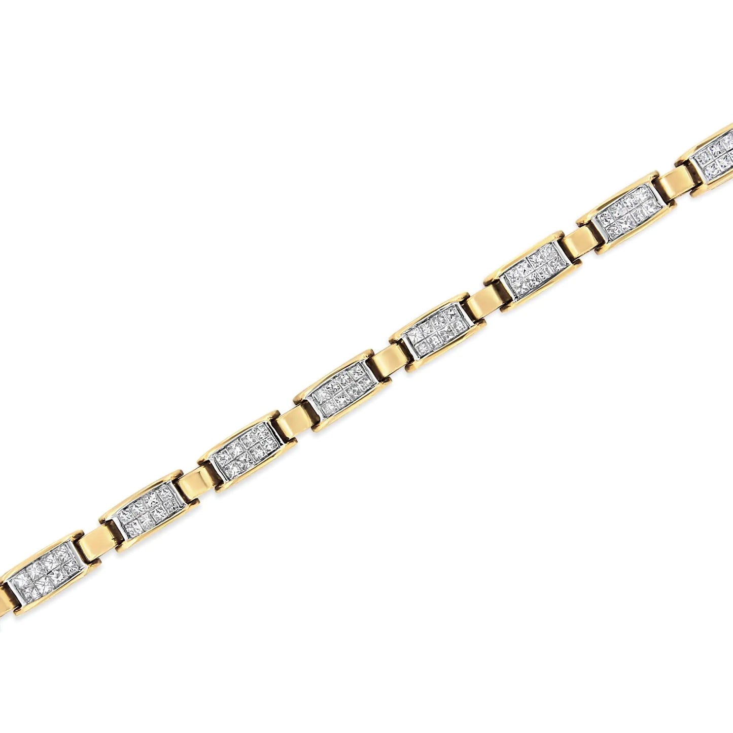 14K Yellow Gold 2 1/2 Cttw Princess-Cut Diamond Link Tennis Bracelet (H-I Color, SI2-I1 Clarity) - 7.25"