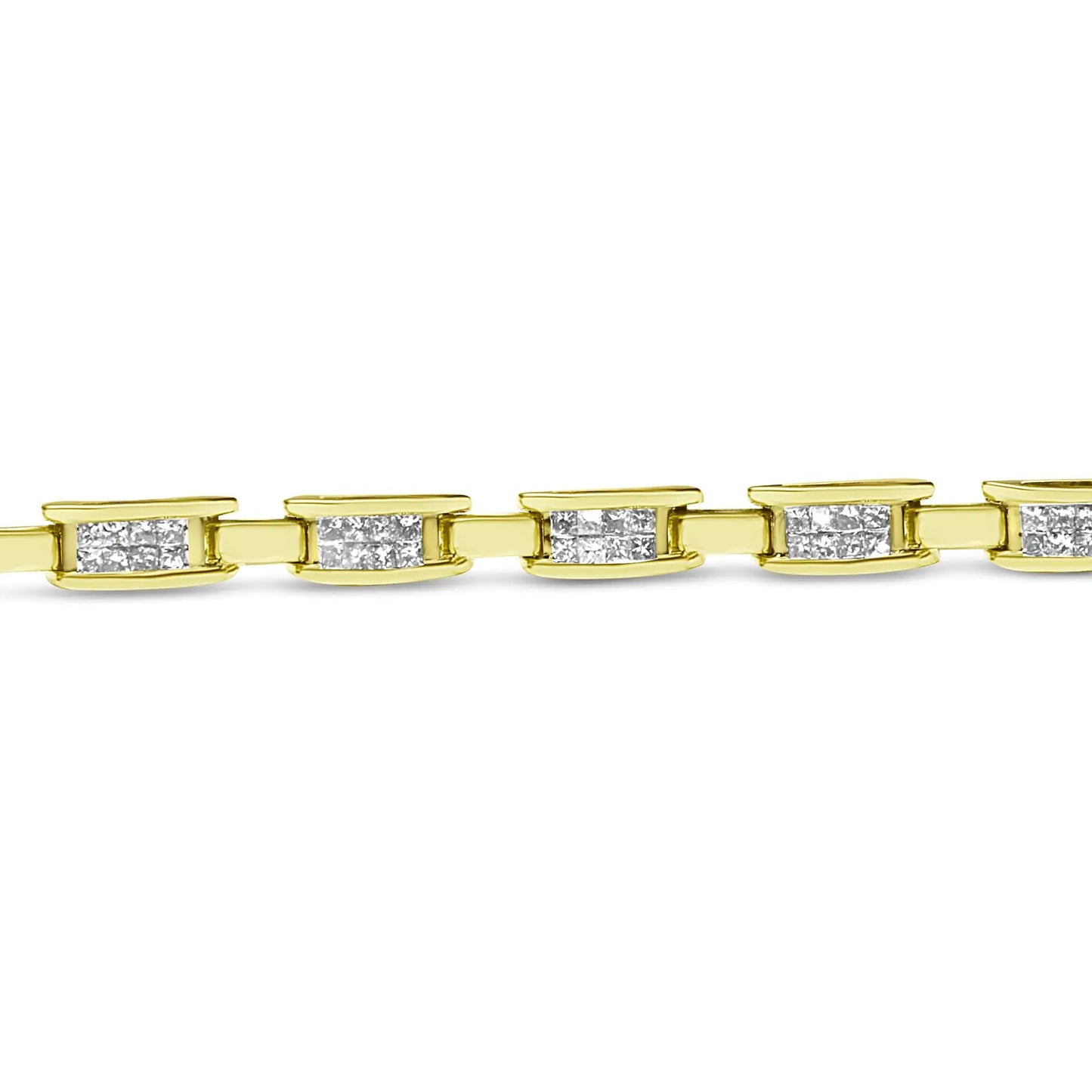 Pulsera Links of Love de oro amarillo de 14 quilates con diamantes de talla princesa (2,00 cts, color HI, claridad SI2-I1)