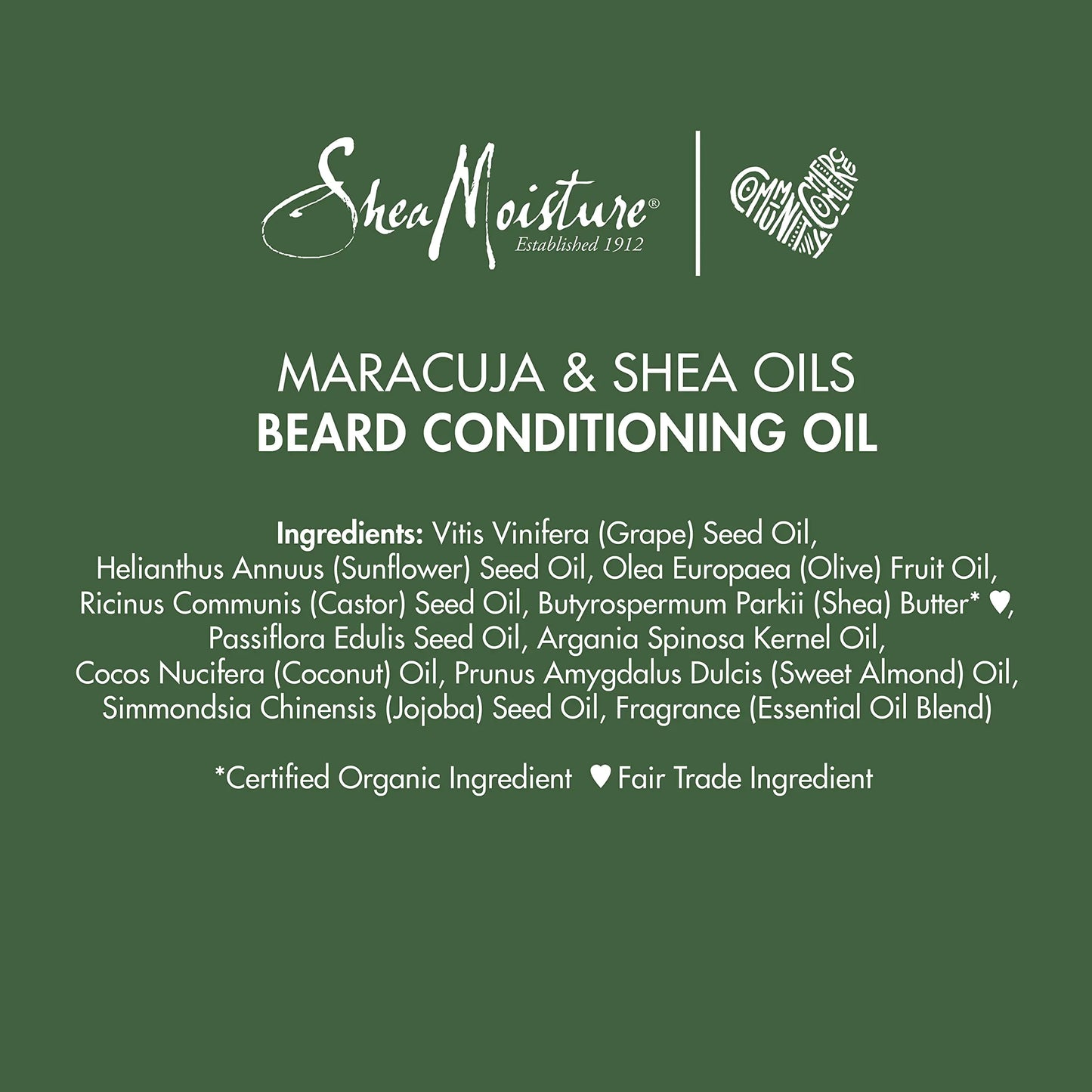 Aceite acondicionador para barba SheaMoisture para una barba completa. Aceite de maracuyá y manteca de karité para hidratar y suavizar. 3.2 oz.