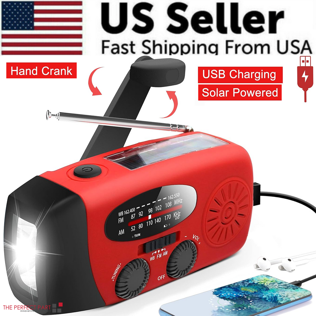 US | Crank & Solar Emergency Radio 1000mAh Power Bank