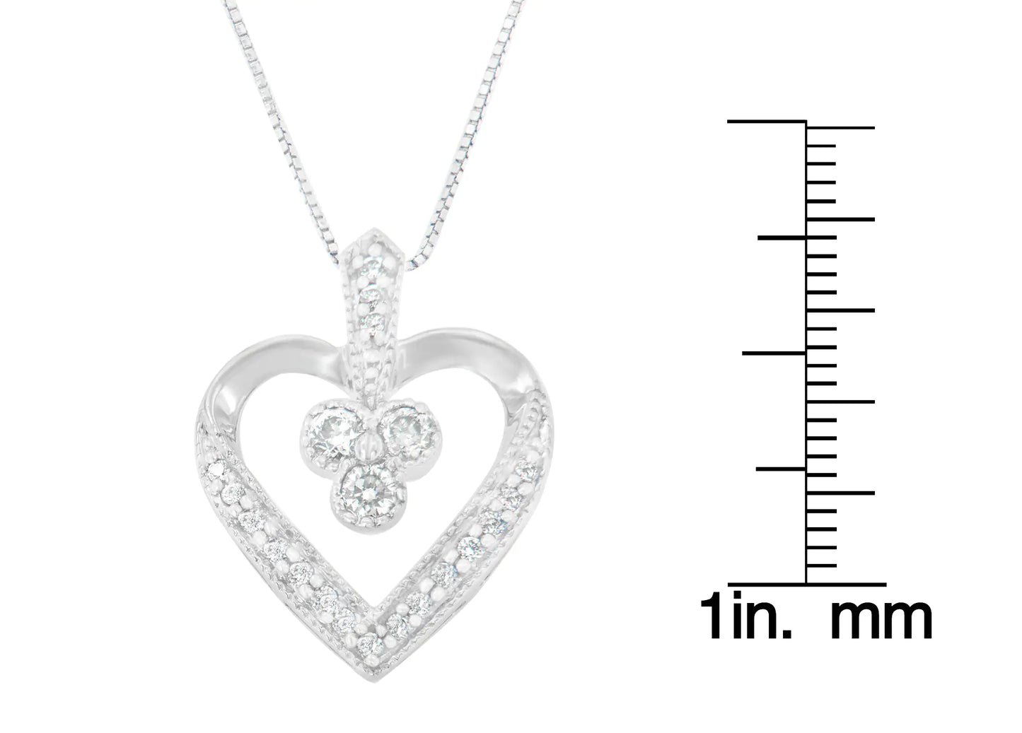 14K White Gold Princess Cut Diamond Forever Love Heart Pendant Necklace (0.30 cttw, H-I Color, SI2-I1 Clarity)