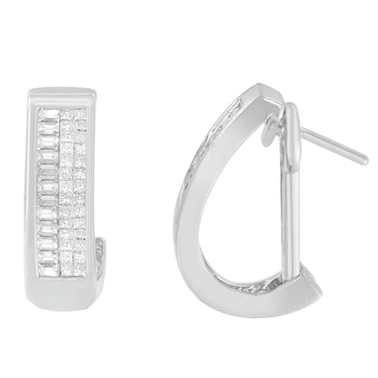 14K hvitt gull baguette og prinsesseslipte diamantøreringer (1 cttw, HI Color, VS1-VS2 Clarity)