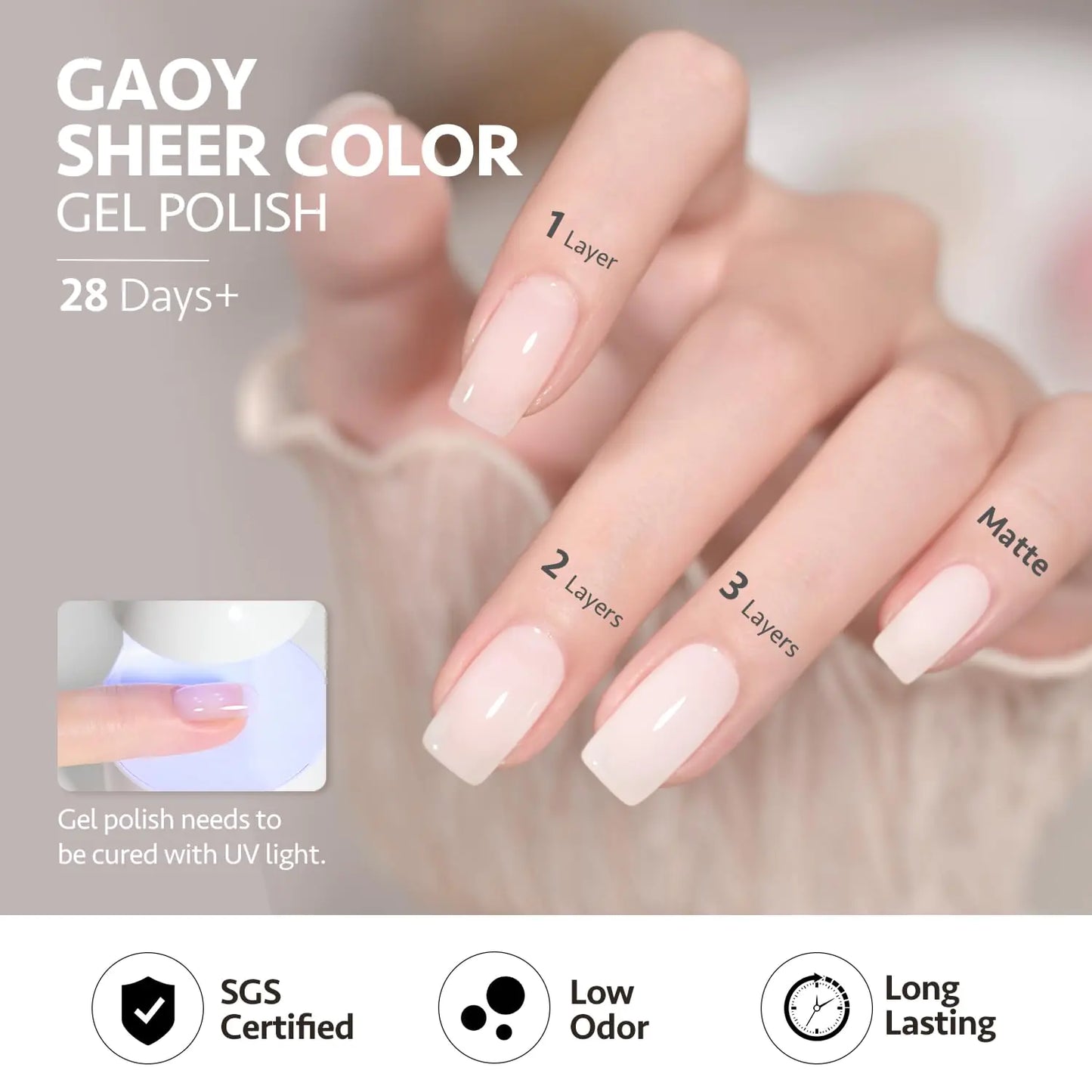 GAOY Jelly Gel Neglelakk, 16 ml Sheer White Gjennomsiktig Soak Off Gel Polish, UV-lyskur for Nail Art DIY, 1439 Creamy White