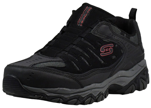 Skechers 男式 Afterburn M fit Wonted 9 X-Wide 黑色/炭灰色