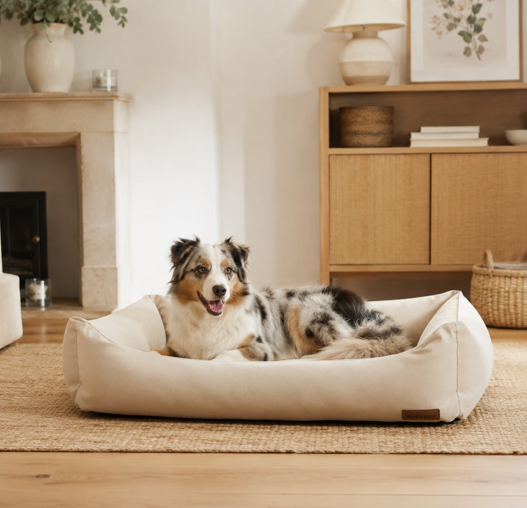 Big Den Waterproof Dog & Cat Basket Bed – Beige, M