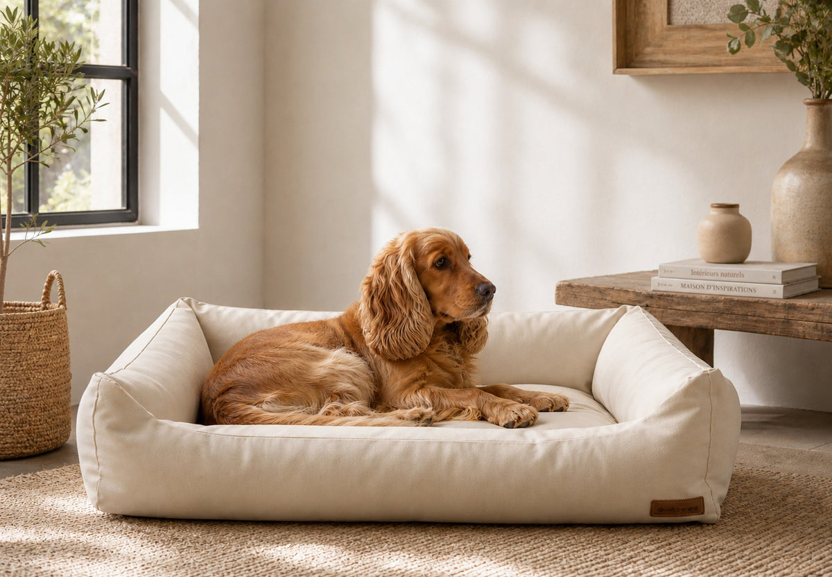 Big Den Waterproof Dog & Cat Basket Bed – Beige, S