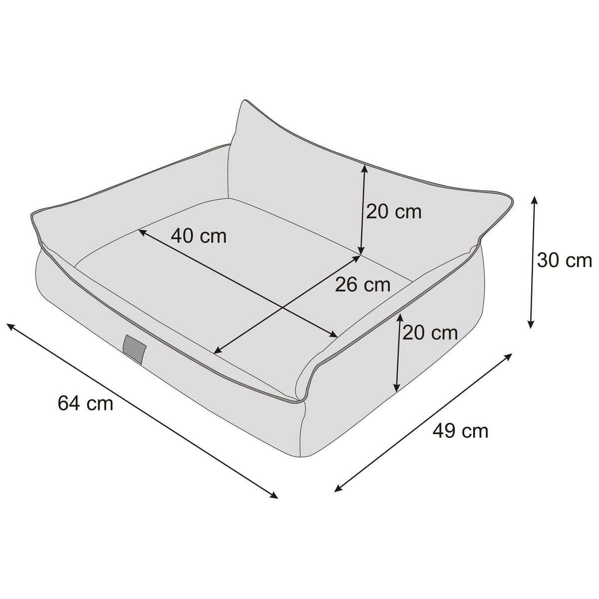 Hano Dog & Cat Bed with Removable Cover – Black, L