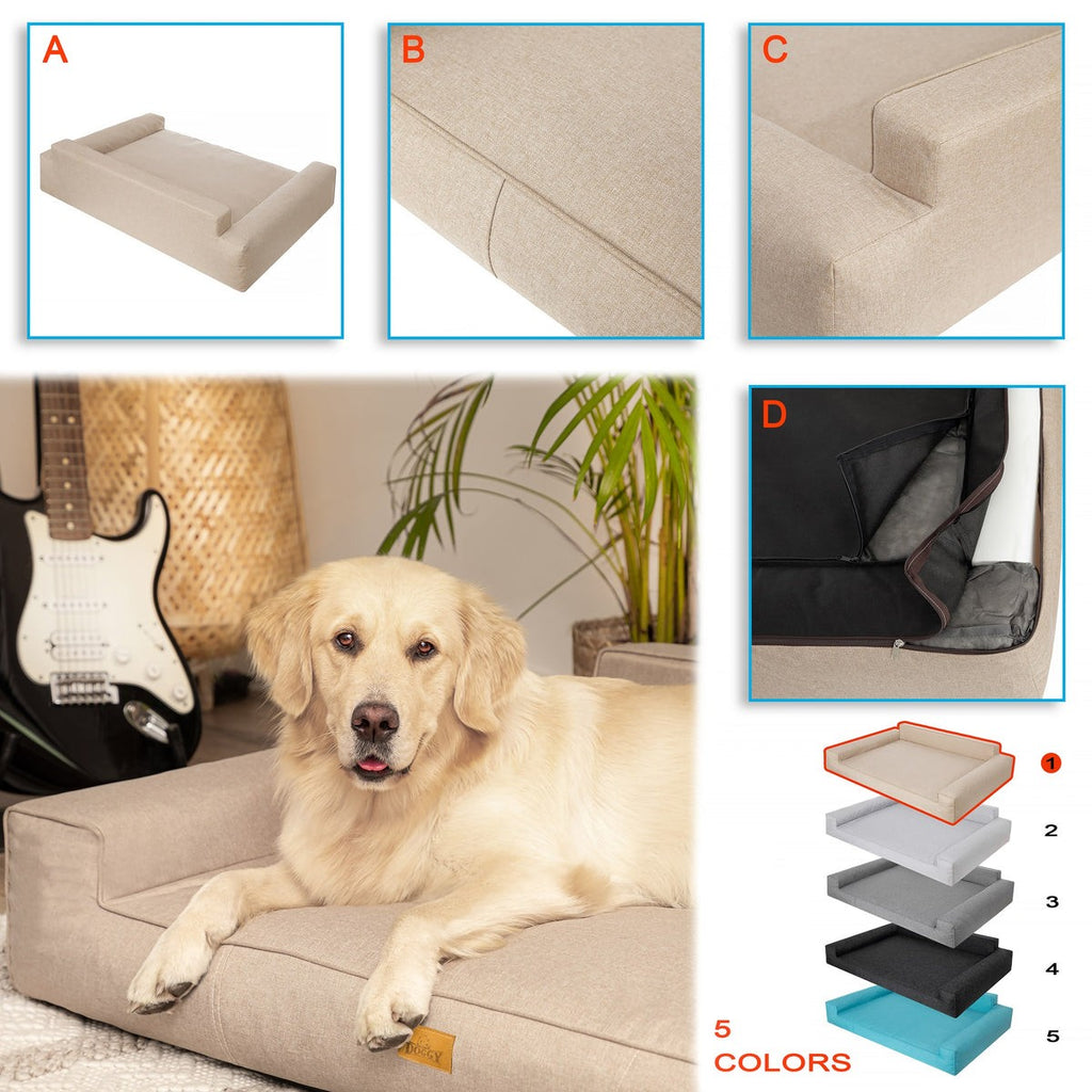 Mano Dog Bed with Removable Cover – Beige, L