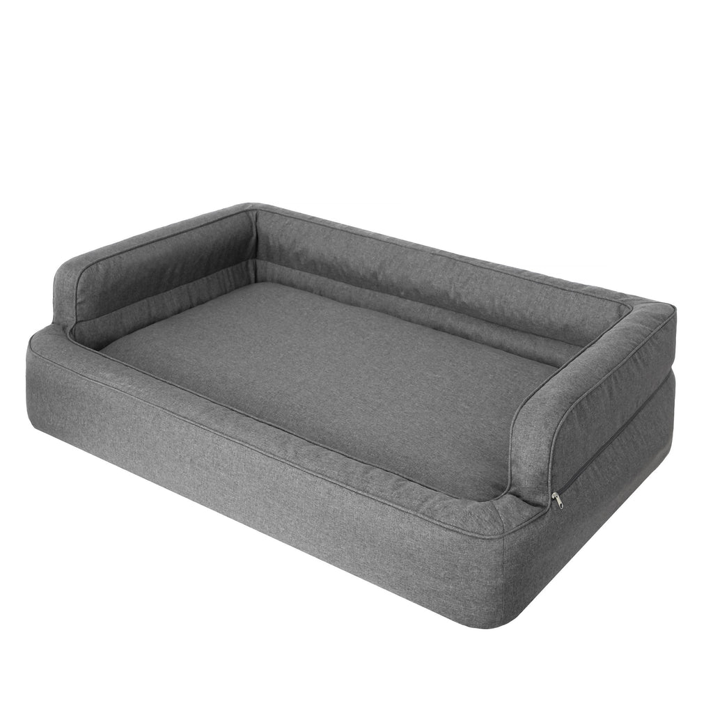 Mano Ergonomic Dog Bed with Removable Cover – Taupe, L