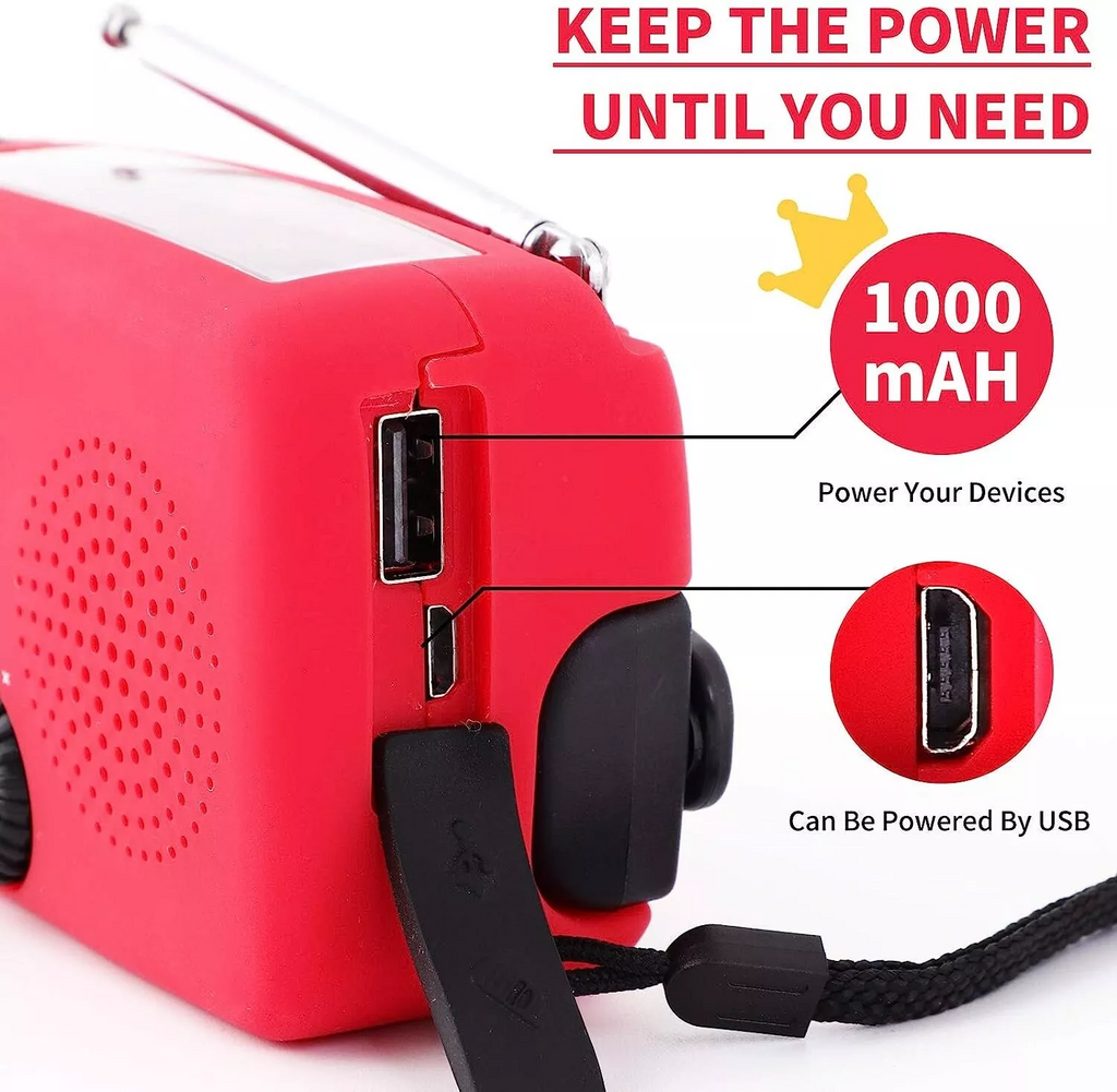 US | Crank & Solar Emergency Radio 1000mAh Power Bank