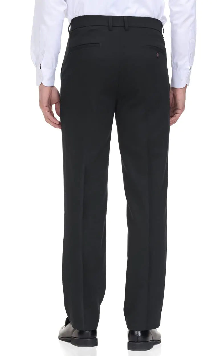 Pantalón de vestir Soojun para hombre, corte clásico, cintura flexible, parte delantera plana, negro, 36 ancho x 34 largo