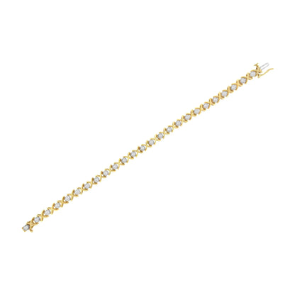 10K Yellow Gold Plated Sterling Silver 1 cttw Diamond Link Bracelet (J-K Clarity, I1-I2 Color) - Size 7"