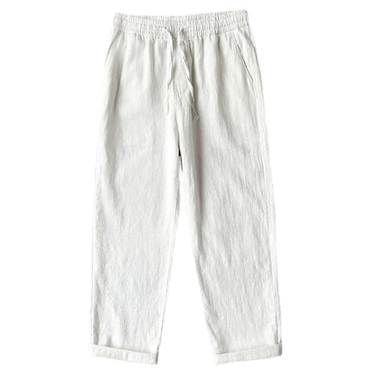 Men's Casual Pants White Baggy Straight Trousers