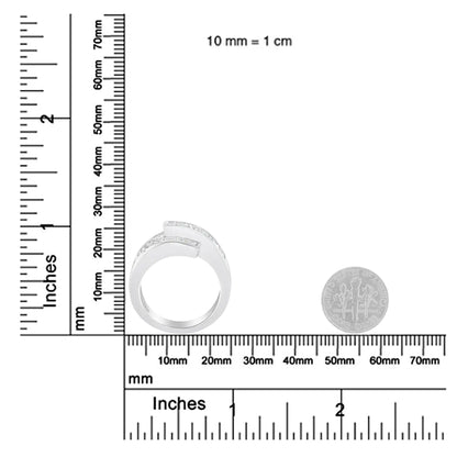 14K White Gold 2.0 Cttw Channel-Set Princess and Baguette-Cut Diamond Bypass Ring Band (G-H Color, SI1-SI2 Clarity)