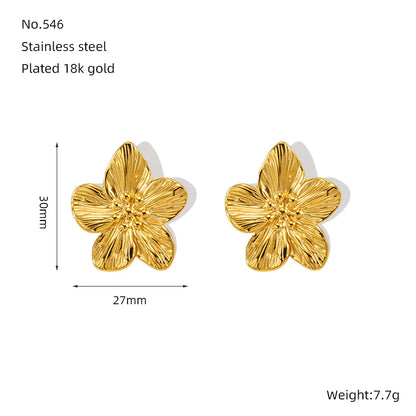 Chic Gold Petal Drop Stud Earrings