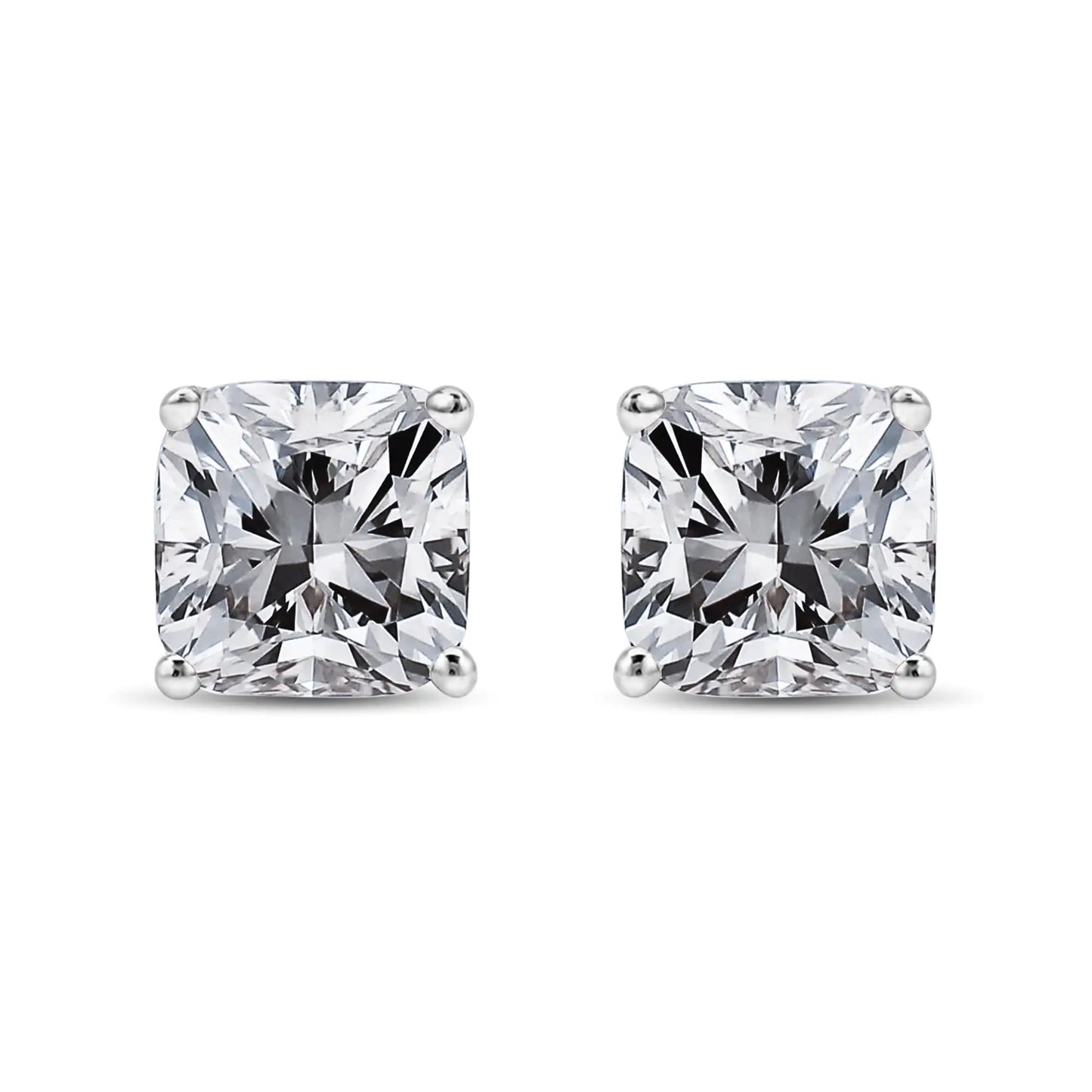 14K White Gold 1 1/2 Cttw Clarity Enhanced Princess Cut Diamond Solitaire Stud Earrings (I-J Color, I1-I2 Clarity)