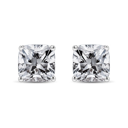 14K White Gold 1 1/2 Cttw Clarity Enhanced Princess Cut Diamond Solitaire Stud Earrings (I-J Color, I1-I2 Clarity)