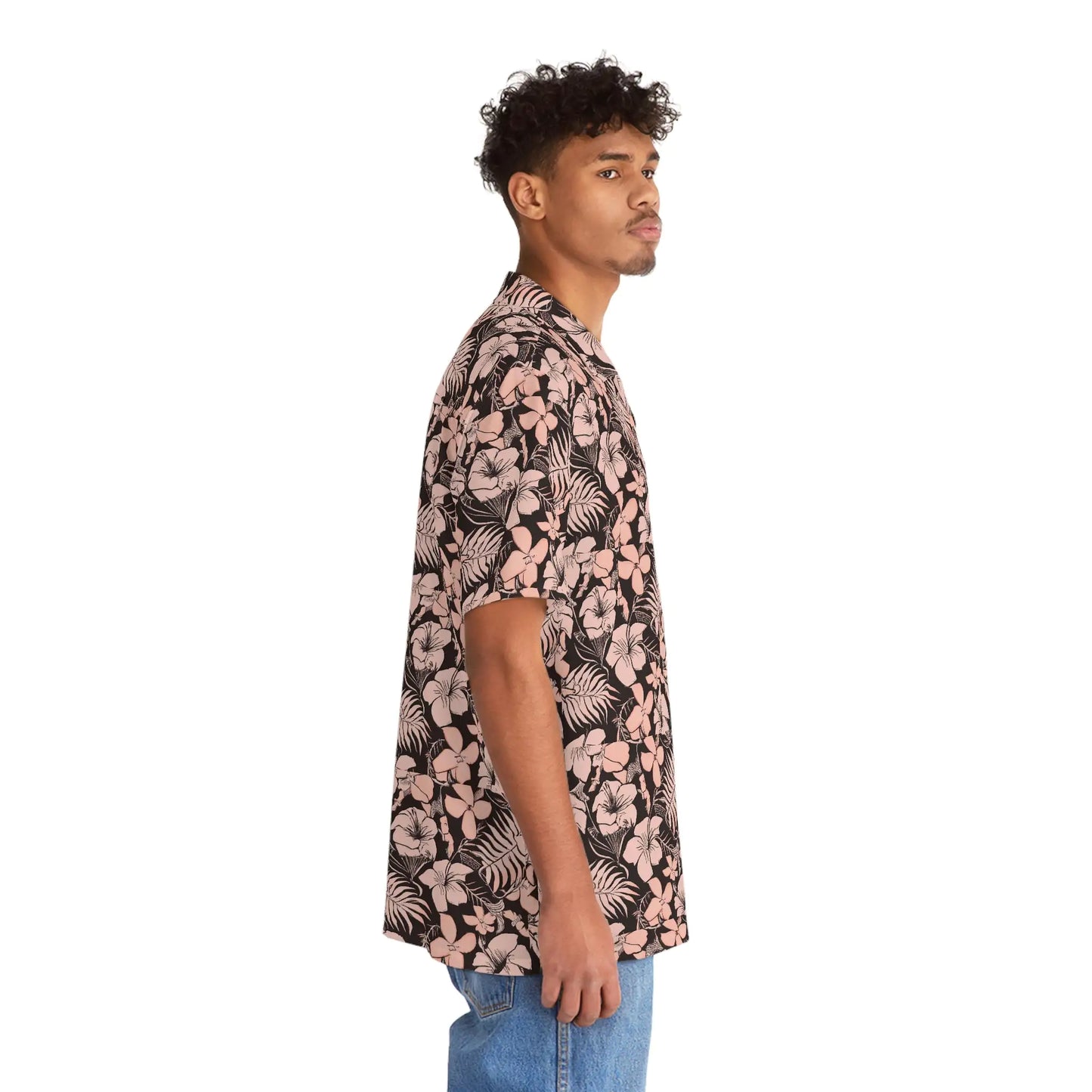 Camisa hawaiana floral rosa para hombre