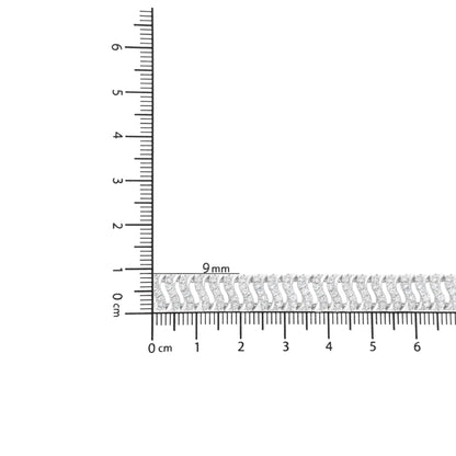 .925 纯银 3.0 克拉钻石 V 形“S”形波浪链手链（IJ 颜色，I1-I2 净度） - 7.25