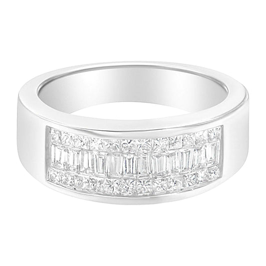 14K White Gold Princess and Baguette-cut Diamond Ring (1.0 Cttw, H-I Color, VS2-SI1 Clarity)