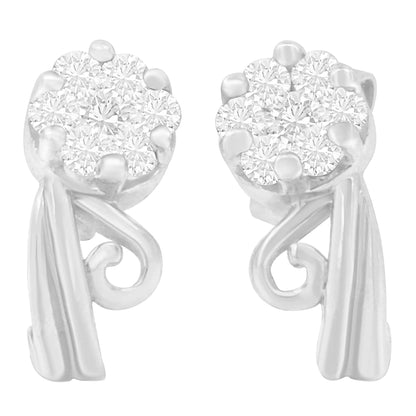 Aretes de oro blanco de 14 quilates con diamantes de talla redonda de 1/2 ct (HI, I1-I2)