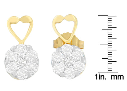 14K gult gull 1 karat. TDW rundslipte diamantøreringer (IJ,SI2-I1)