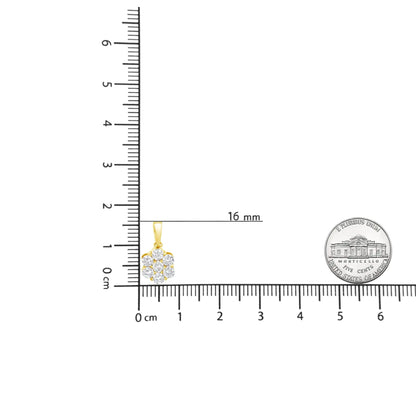 14K gult gull 1,00 Cttw briljant rundskåret diamant 7 stein blomsterklase 18" anheng halskjede (HI farge, SI2-I1 klarhet)