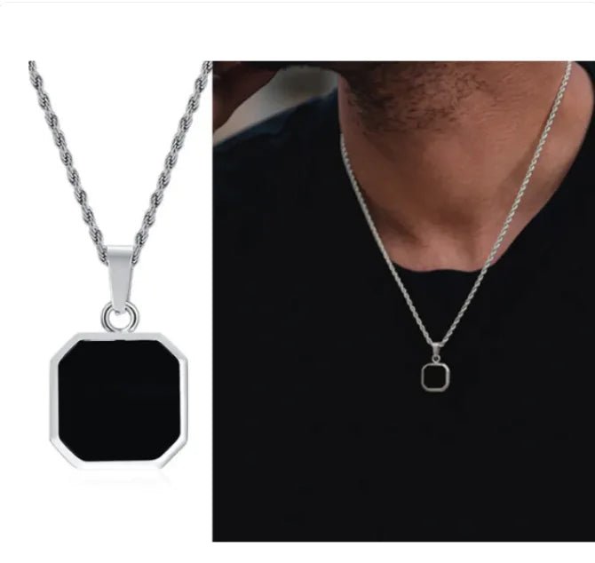 Eclipse Square Stainless Steel Pendant Necklace - Catch Cards