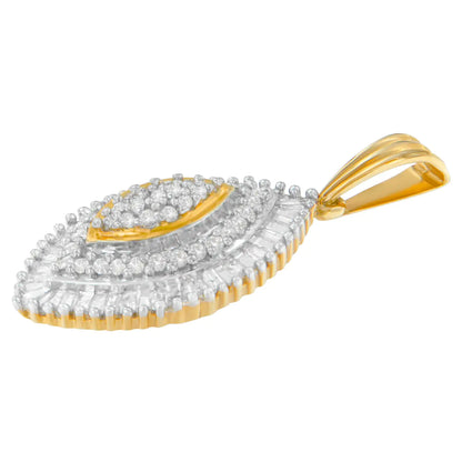 10K Yellow Gold Multi-Cut Diamond Golden Burst Halo Pendant Necklace (0.5 cttw, I-J Color, I2-I3 Clarity)