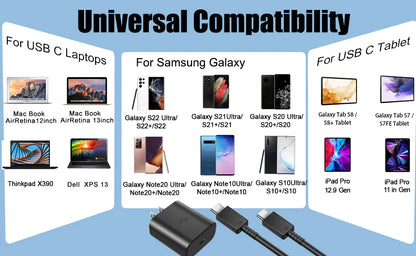 Cargador de pared superrápido USB-C de 45 W con cable de 3 metros para Samsung Galaxy S20, S21, S22 y S23