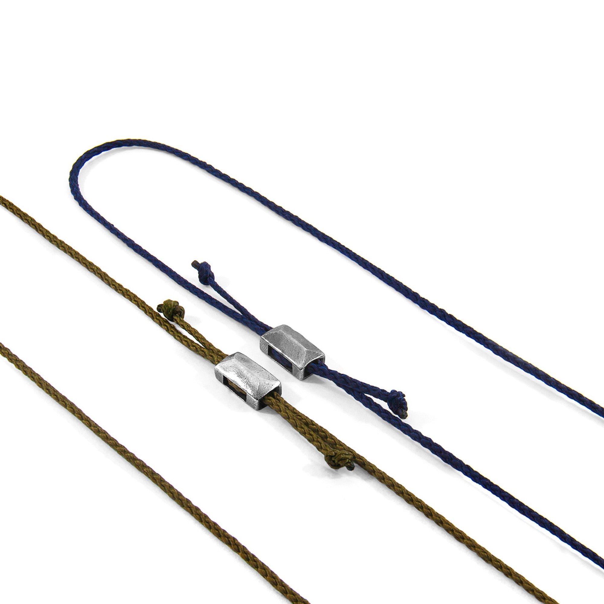 Edward Silver and Rope SKINNY Bracelet - Khaki Green