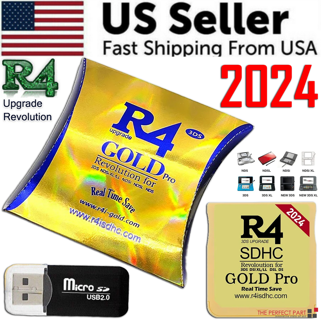 2024 Version R4 Gold Pro SDHC R4i für DS/3DS/2DS Revolution Cartridge + USB | High-Speed-Gaming-Karte