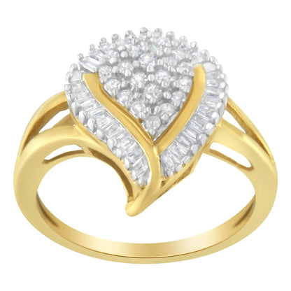 10K Yellow Gold Diamond Cluster Ring (1/2 Cttw, I-J Color, I1-I2 Clarity)