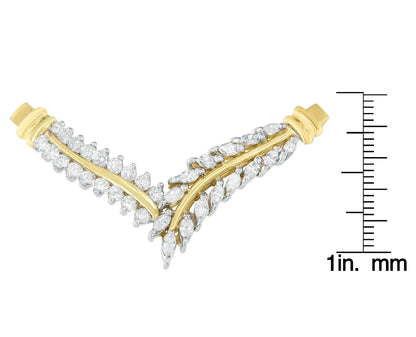 Colgante de oro amarillo de 14 quilates con diamantes de 1 ct en forma de "V" (HI, I1-I2)