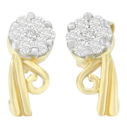 Aretes de oro amarillo de 14 quilates con diamantes de talla redonda de 1/2 ct (IJ, SI2-I1)