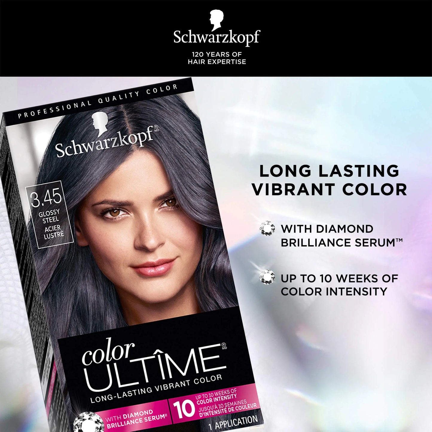 Schwarzkopf Color Ultime Metallic püsiv juuksevärvi kreem, 3,45 läikiv teras 0,48 fl oz (12 tk)