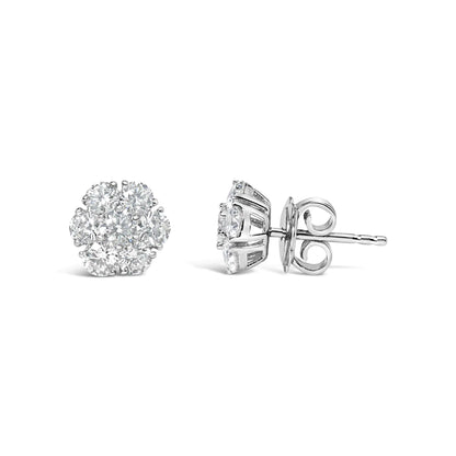 14K hvitt gull 1 3/4 Cttw Lab Grown Diamond Floral Cluster Composite Stud øredobber (GH Color, VS2-SI1 Clarity)