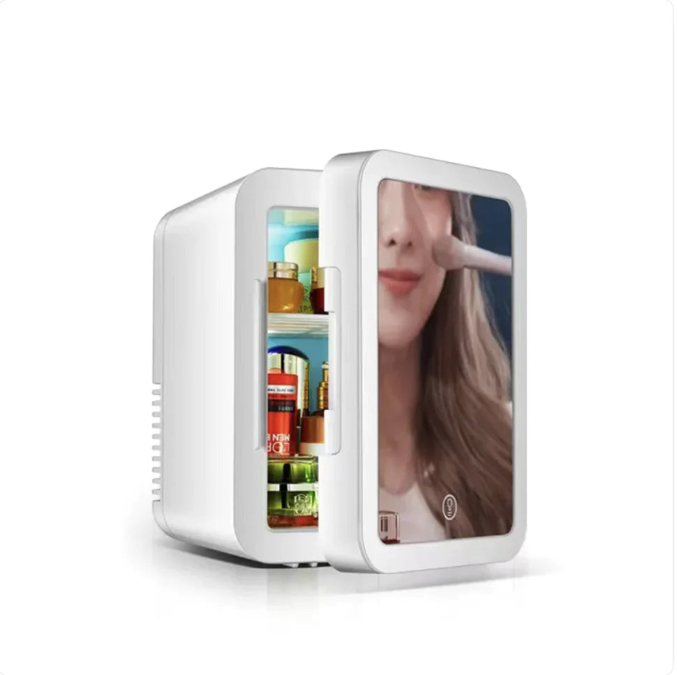 Portable Mini Beauty Fridge with Mirror, 110V