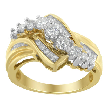 10K Two-Toned Diamond Bypass Ring (1 Cttw, H-I Color, SI2-I1 Clarity)