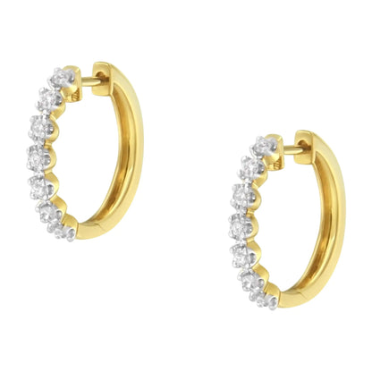 Aros de diamantes de oro amarillo de 10 quilates (1/2 ct, color JK, claridad I2-I3)