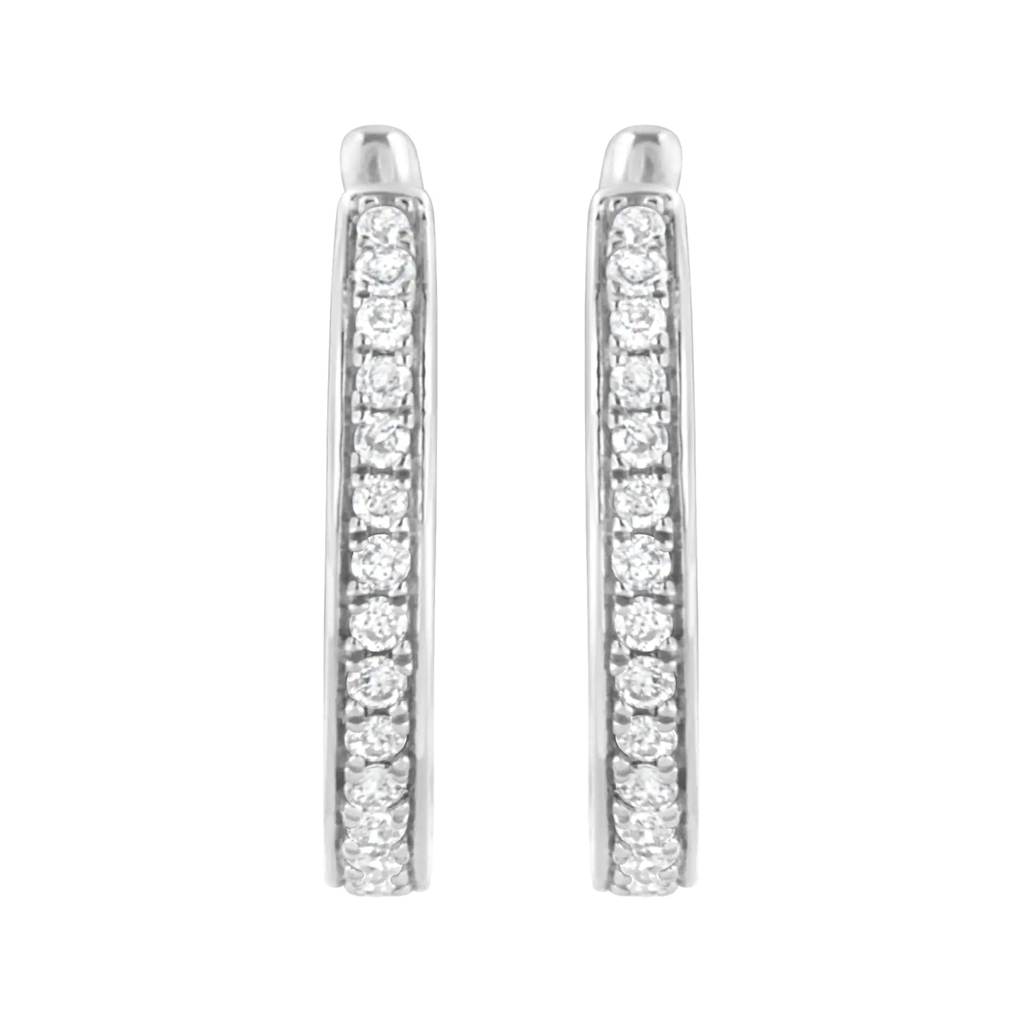 .925 Sterling Silber 1/2 Karat Laborgezüchtete Diamant-Creolen (F-G Farbe, VS2-SI1 Reinheit)