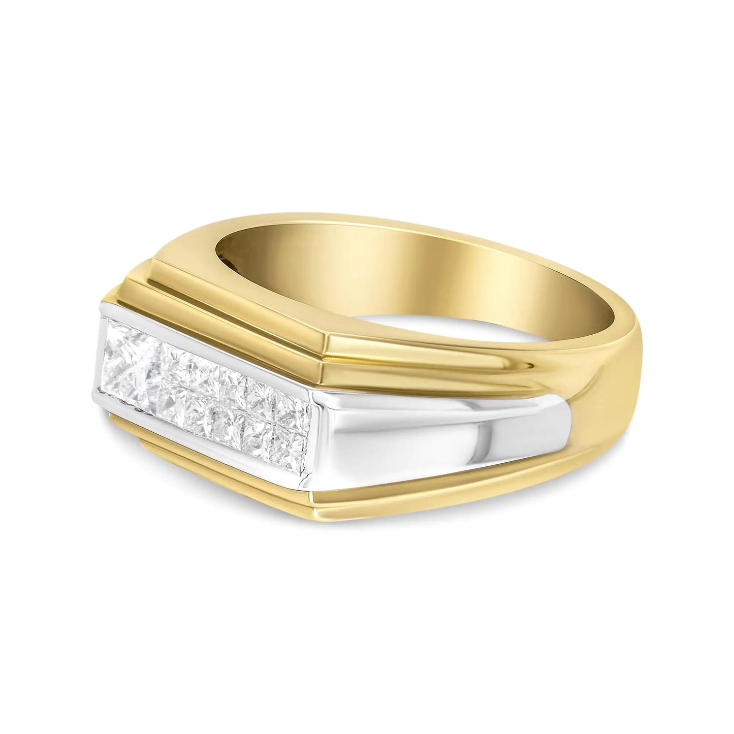 14K kollane ja valge kuld 1,00 Cttw Princess-Cut Diamond Modern Gent's Band (GH värv, SI1-SI2 Selgus) – suurus 10