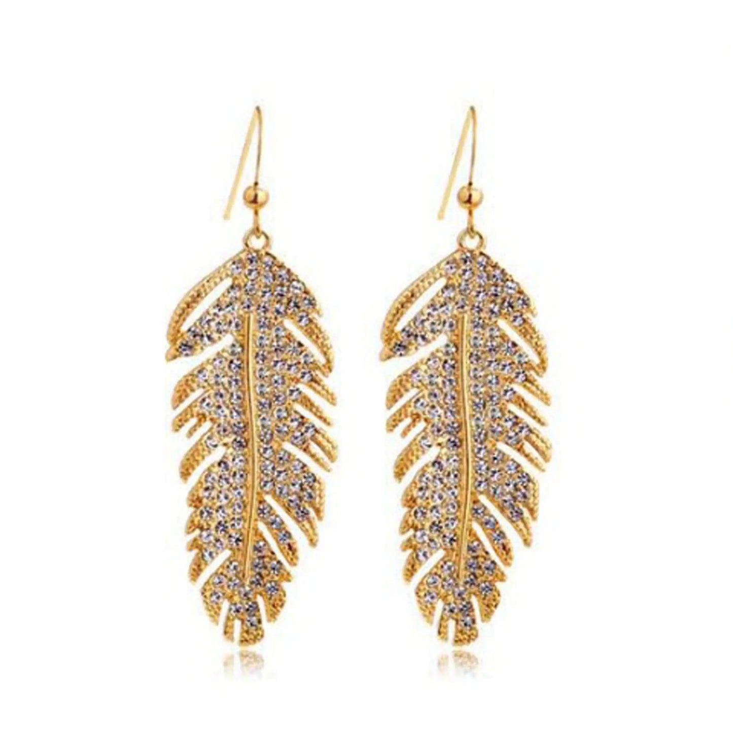 Pendientes divinos con diamantes y plumas, pendientes de plumas de diamantes