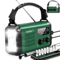 Solardreven håndsving AM/FM/NOAA Nødradio 20000mAh Power Bank | nødradio med solceller