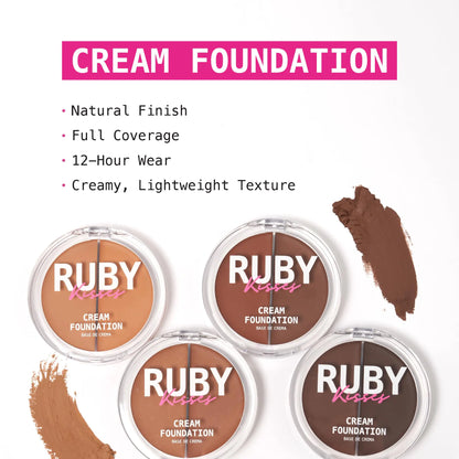 Ruby Kisses 3D Face Creator Cream Foundation & Concealer, 12 Hours Long Lasting, Medium to Full Coverage, Non-Greasy, Ideal for Makeup & Contour Palette (Level 5) 0.21 Ounce (Pack of 1) 1-5 Level 5