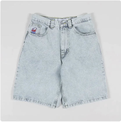 Cartoon Embroidered Denim Shorts