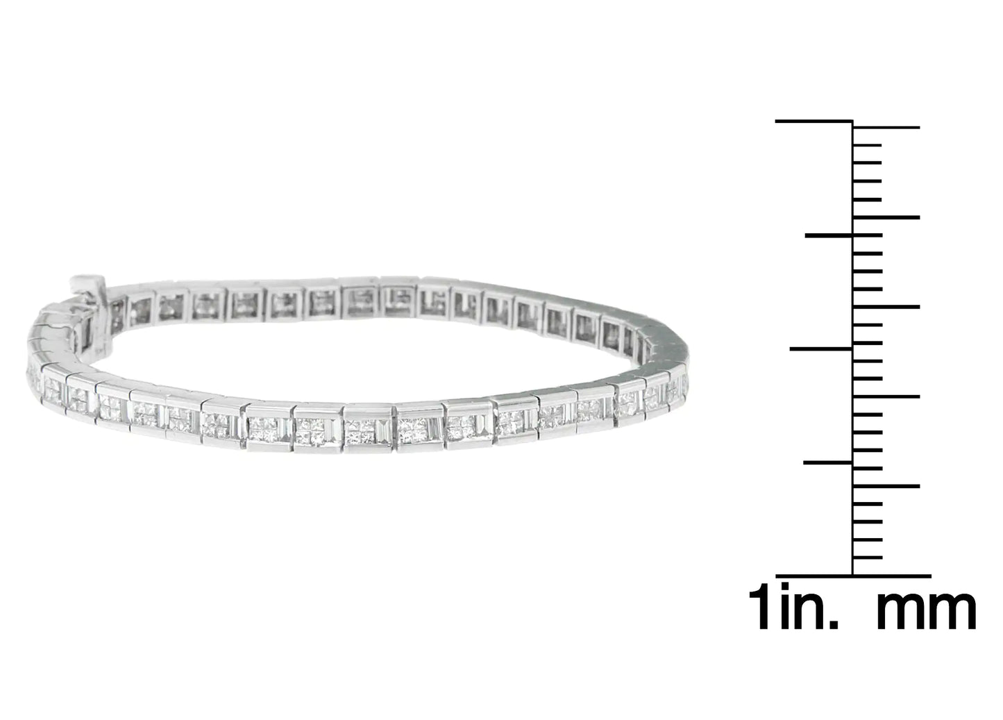 14K hvitt gull prinsesse og bagettslipt diamant evighetsarmbånd (4 3/8 cttw, GH farge, VS1-VS2 klarhet)