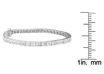 14K hvitt gull prinsesse og bagettslipt diamant evighetsarmbånd (4 3/8 cttw, GH farge, VS1-VS2 klarhet)