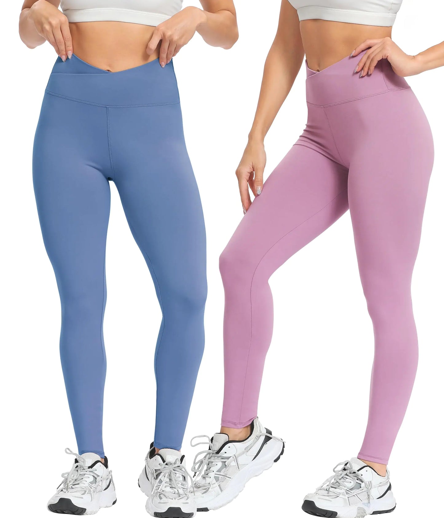 Natural Feelings Buttercloud High Waisted Leggings for Women Ultra Soft Stretch Opaque Slim Yoga Leggings Cross Waist-3 Pack-black/Ins Blue/Lavender Large-X-Large